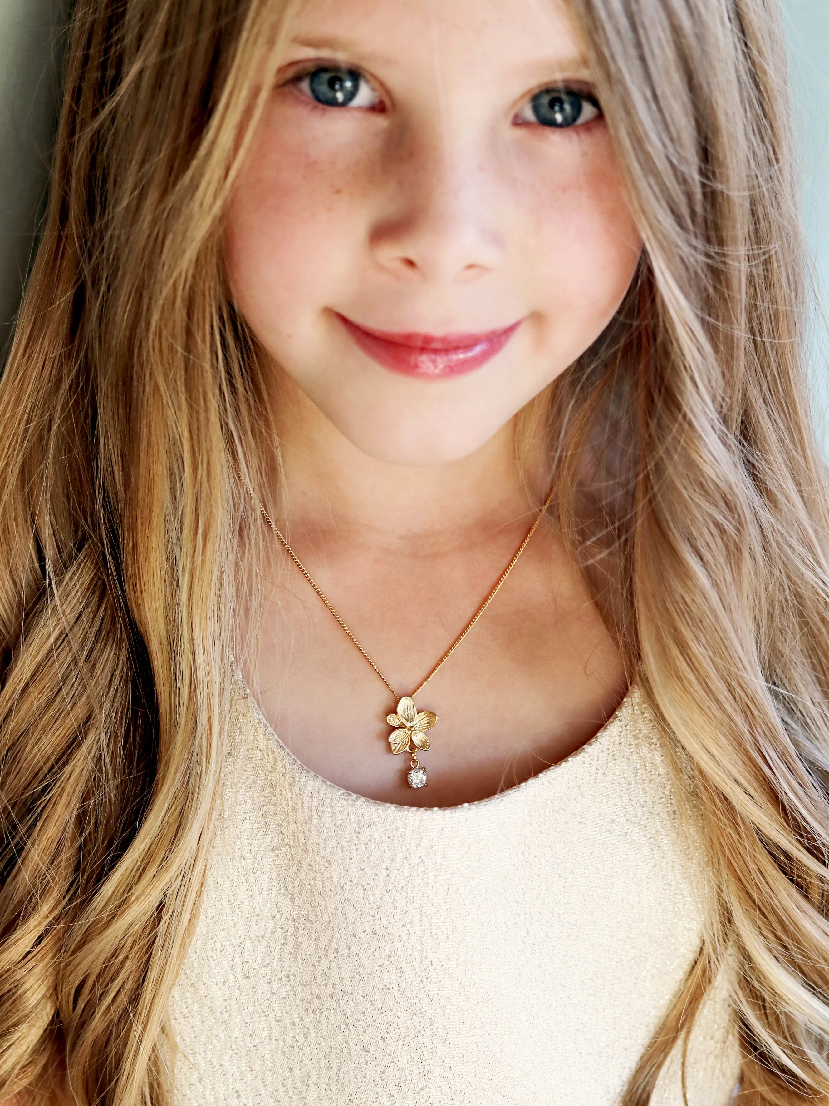 Children's Flower   Birthstone Necklace