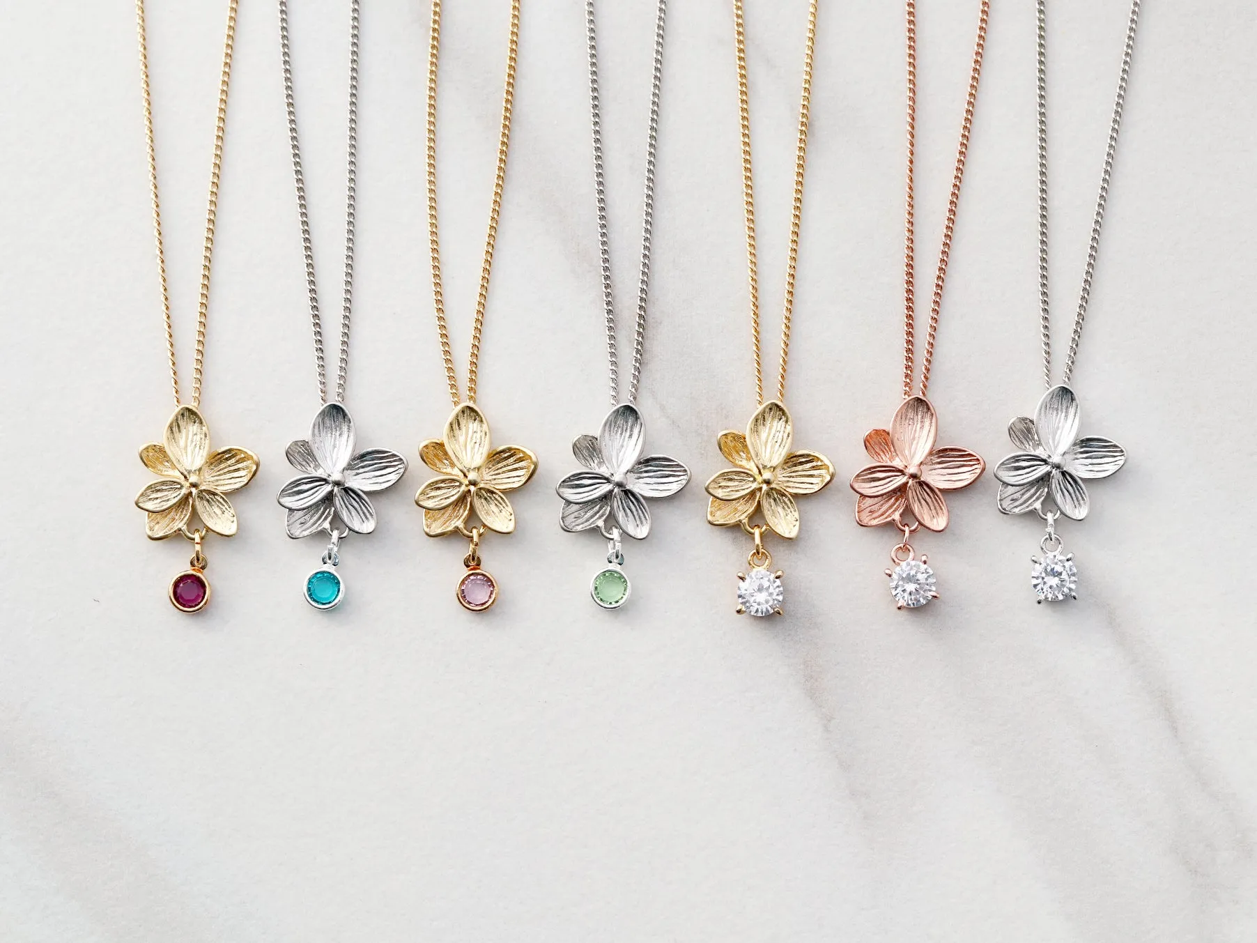Children's Flower   Birthstone Necklace