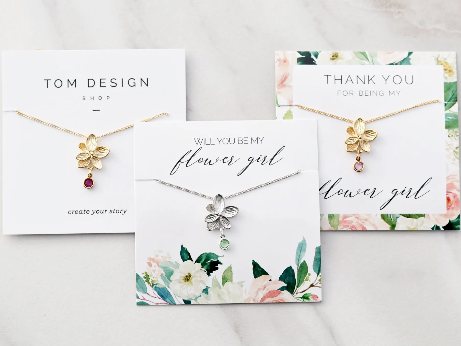 Children's Flower   Birthstone Necklace