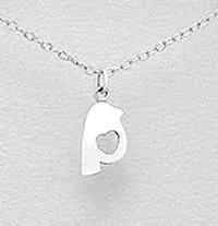 Children's Necklaces: Sterling Silver Bird with Heart Necklaces on Chain Length of your Choice