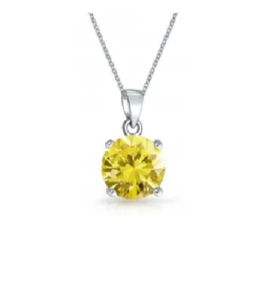 Children's, Teens' and Mothers' Necklaces:  Sterling Silver Solitaire Citrine CZ Necklace - November Birthstone