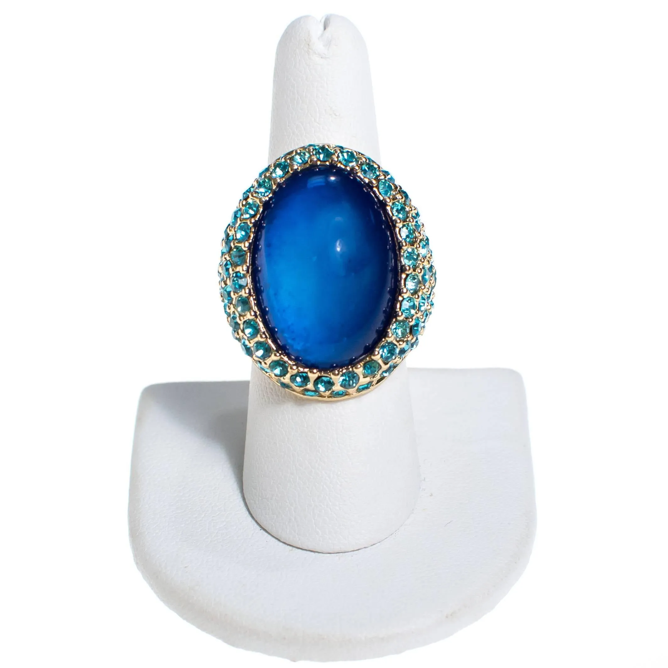 Chunky Blue Rhinestone Cocktail Ring by Kenneth Jay Lane