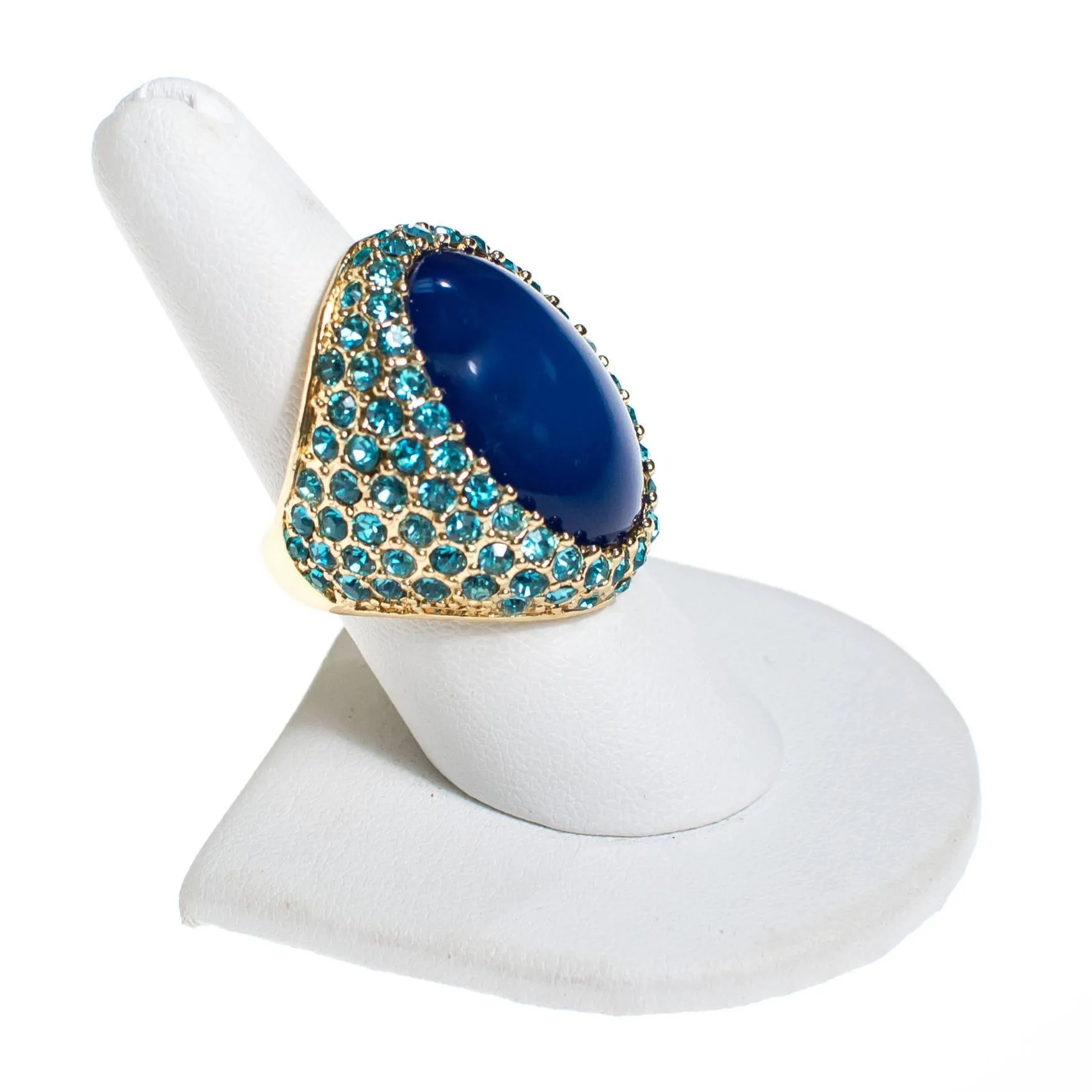 Chunky Blue Rhinestone Cocktail Ring by Kenneth Jay Lane