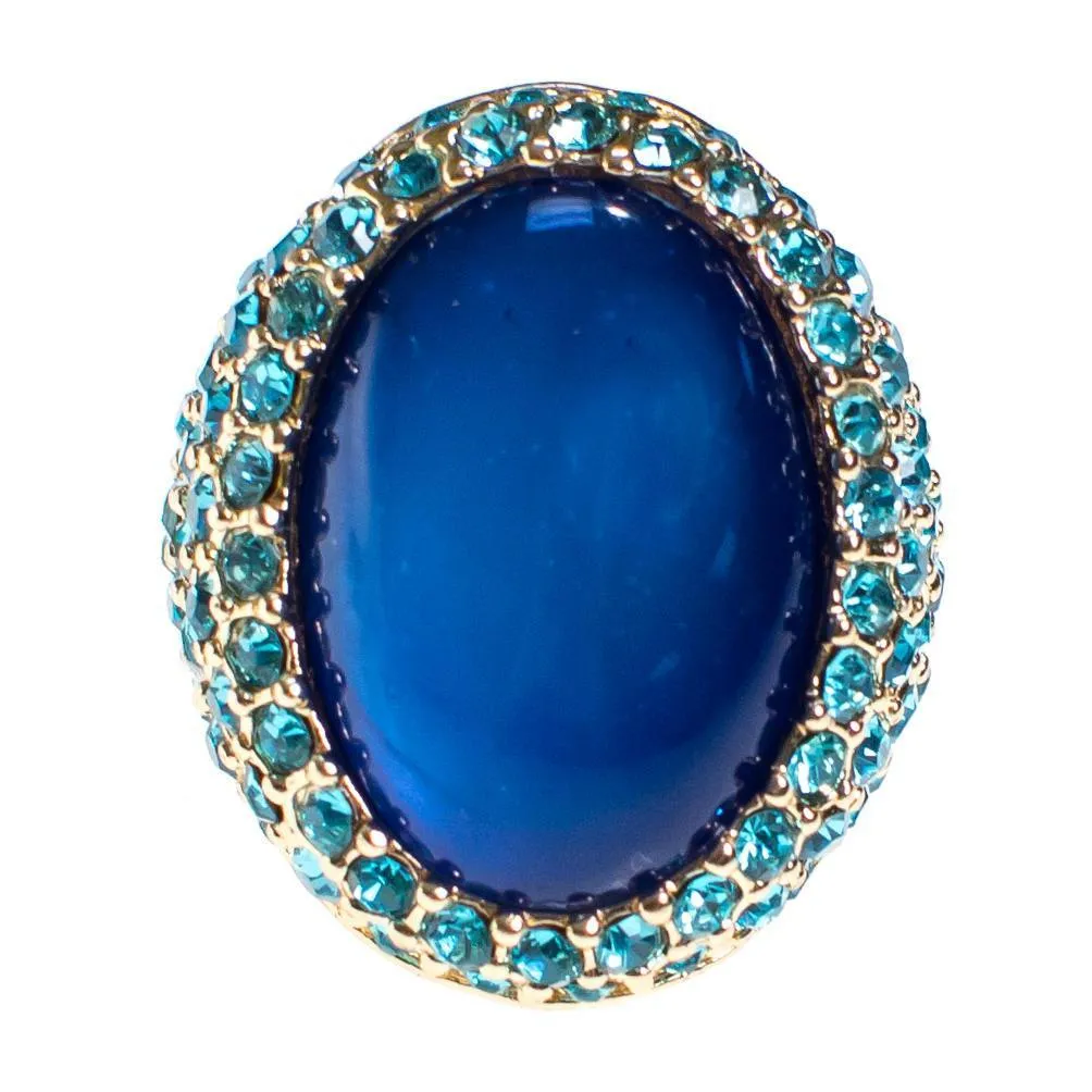 Chunky Blue Rhinestone Cocktail Ring by Kenneth Jay Lane