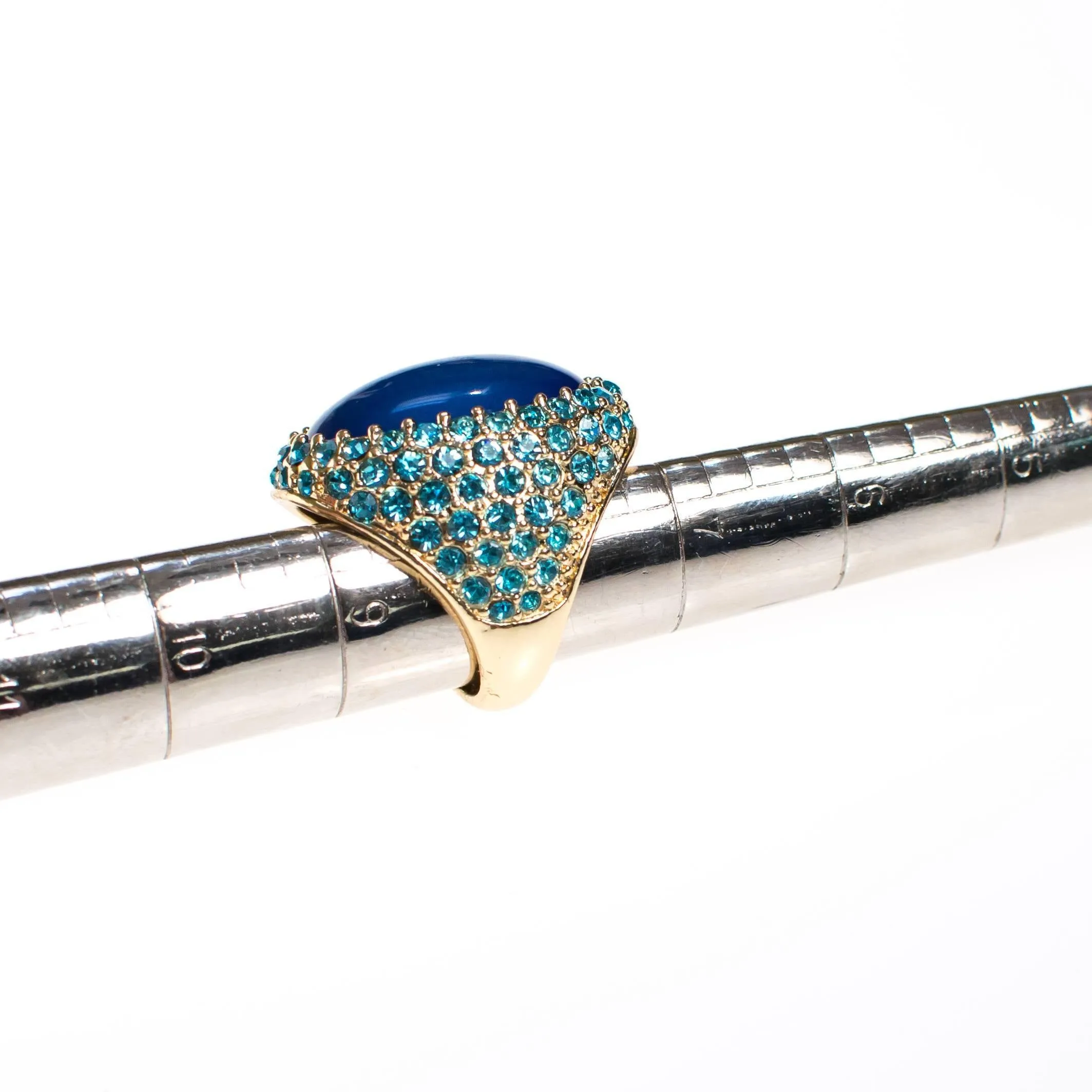 Chunky Blue Rhinestone Cocktail Ring by Kenneth Jay Lane