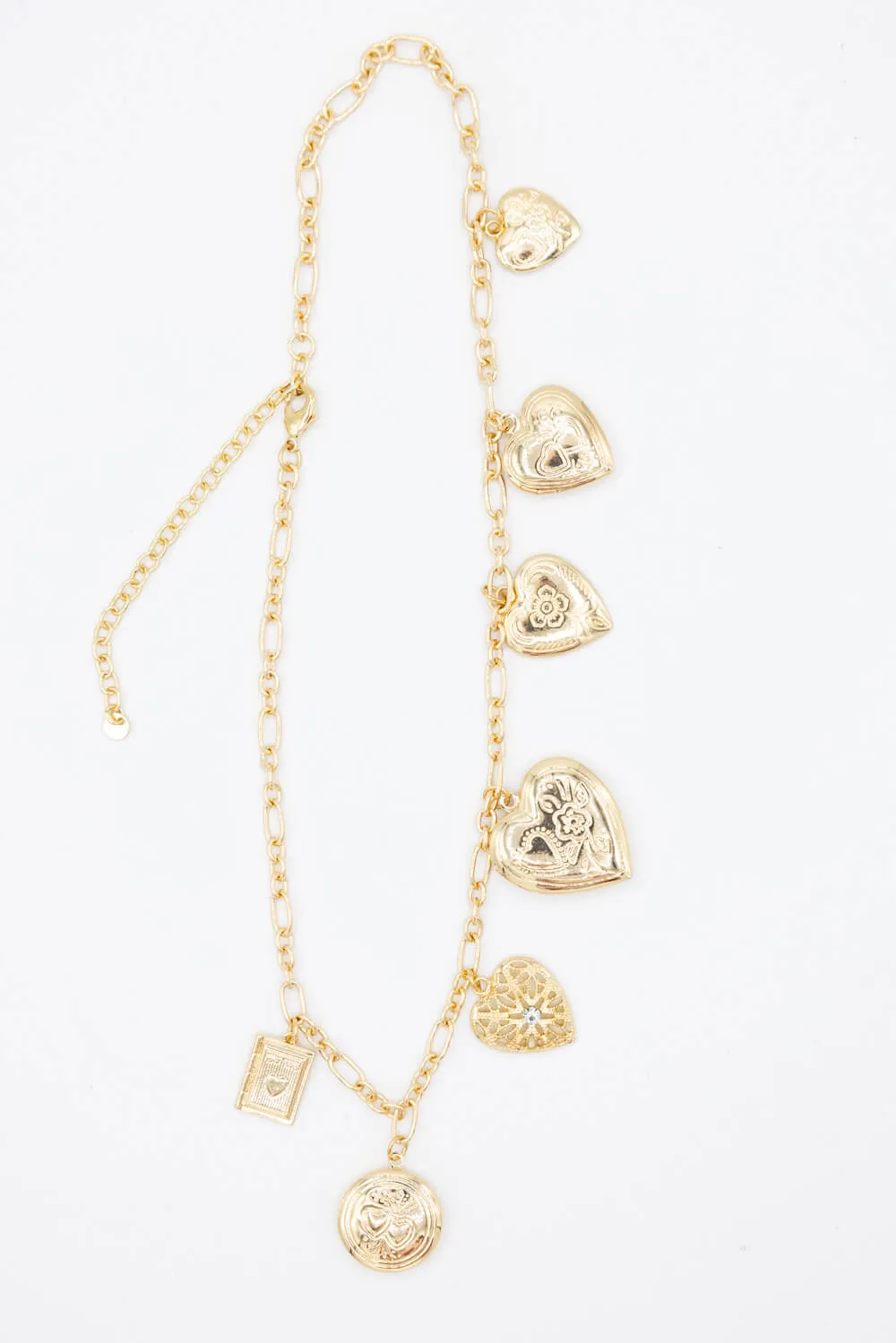 Chunky Charm Locket Necklace in Gold | JNC409GDCRY
