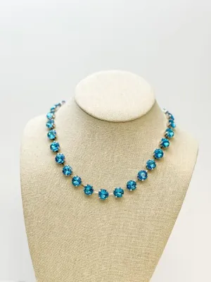 Chunky Glass Stone Necklace - Aqua
