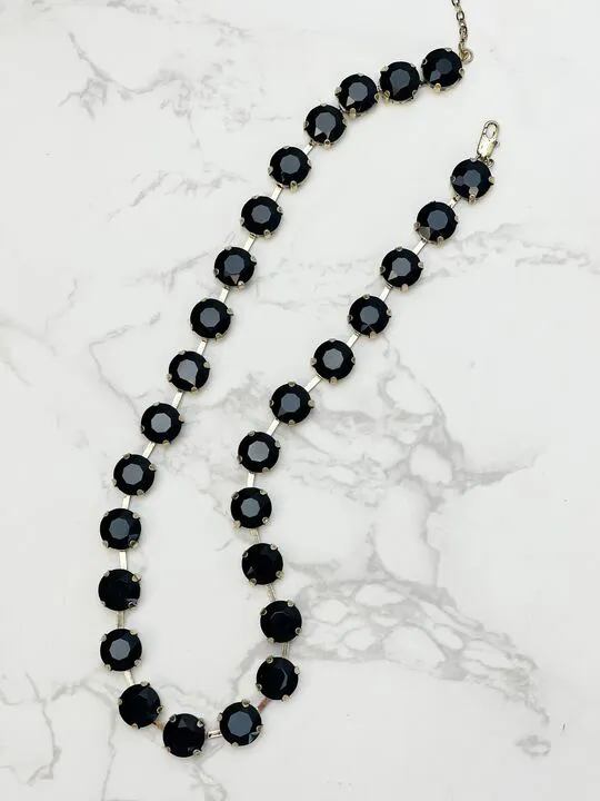 Chunky Glass Stone Necklace - Jet