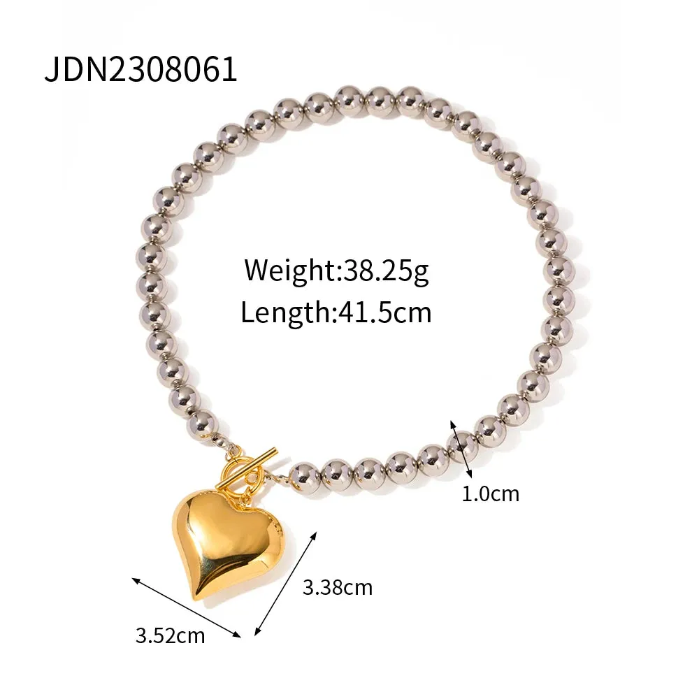 Chunky Heart Love Necklace Metal Waterproof