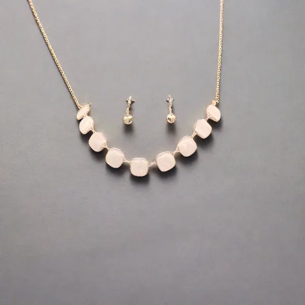 Chunky Ivory Rhinestone Necklace & Earrings Jewelry Set