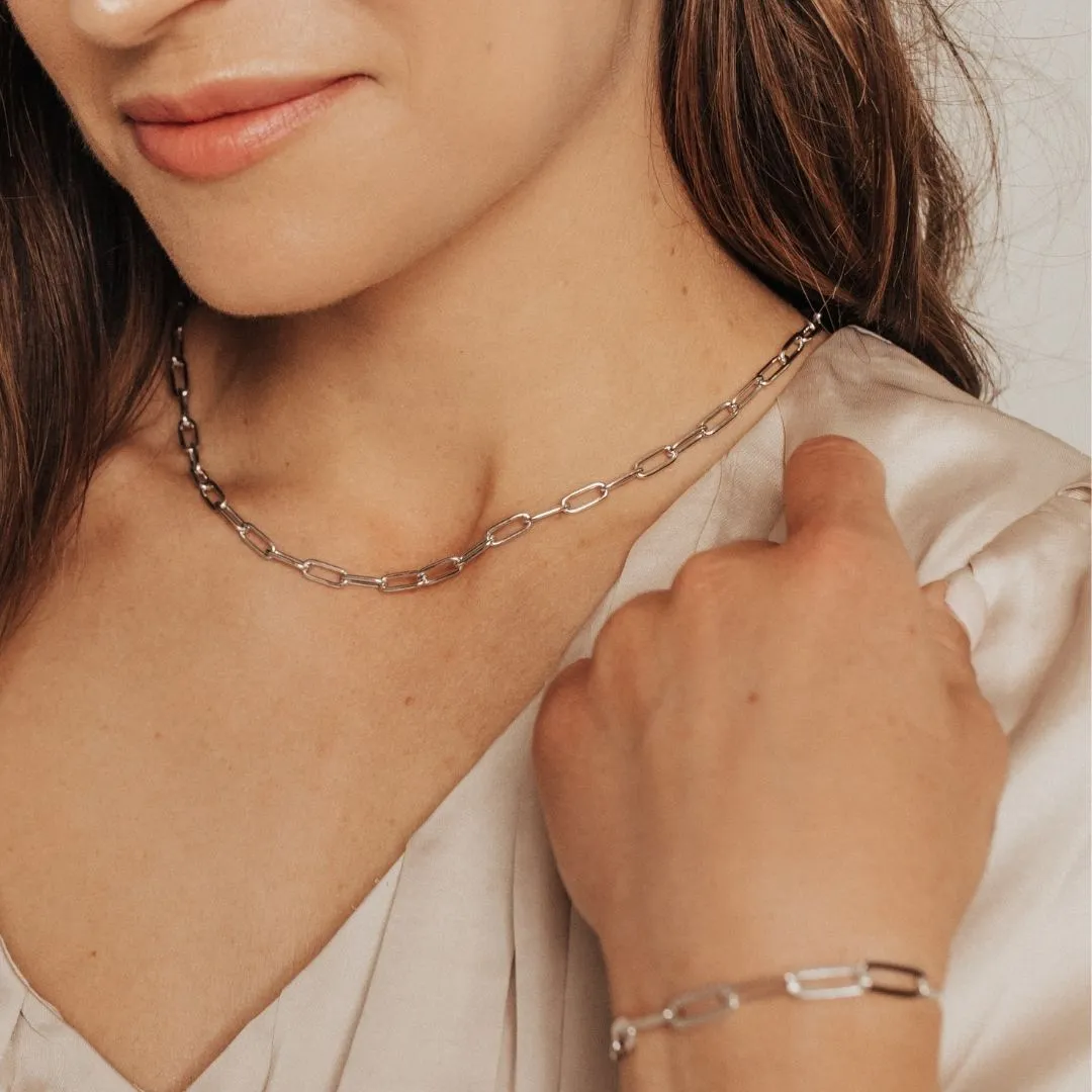 Chunky Paperclip Necklace (Silver)