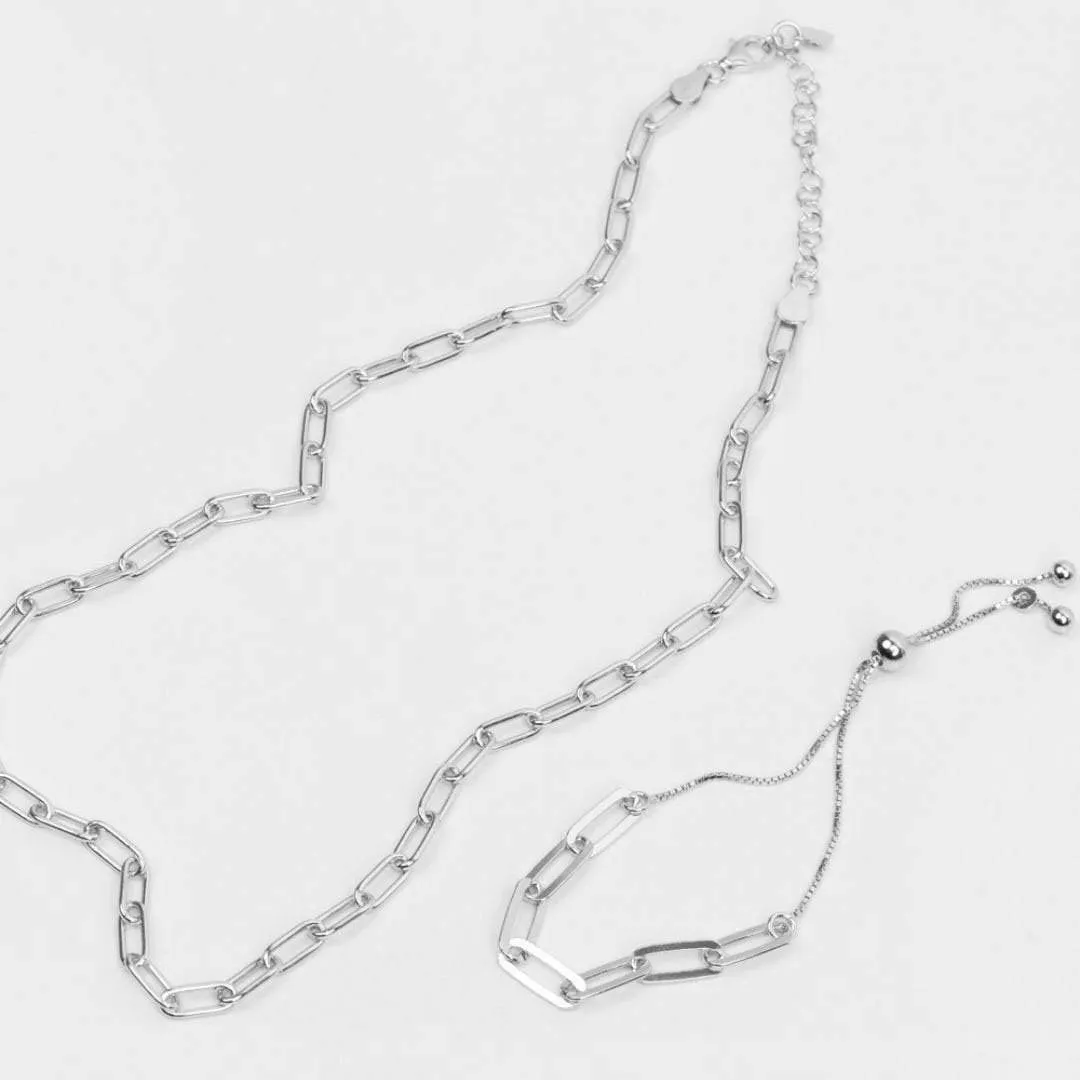 Chunky Paperclip Necklace (Silver)