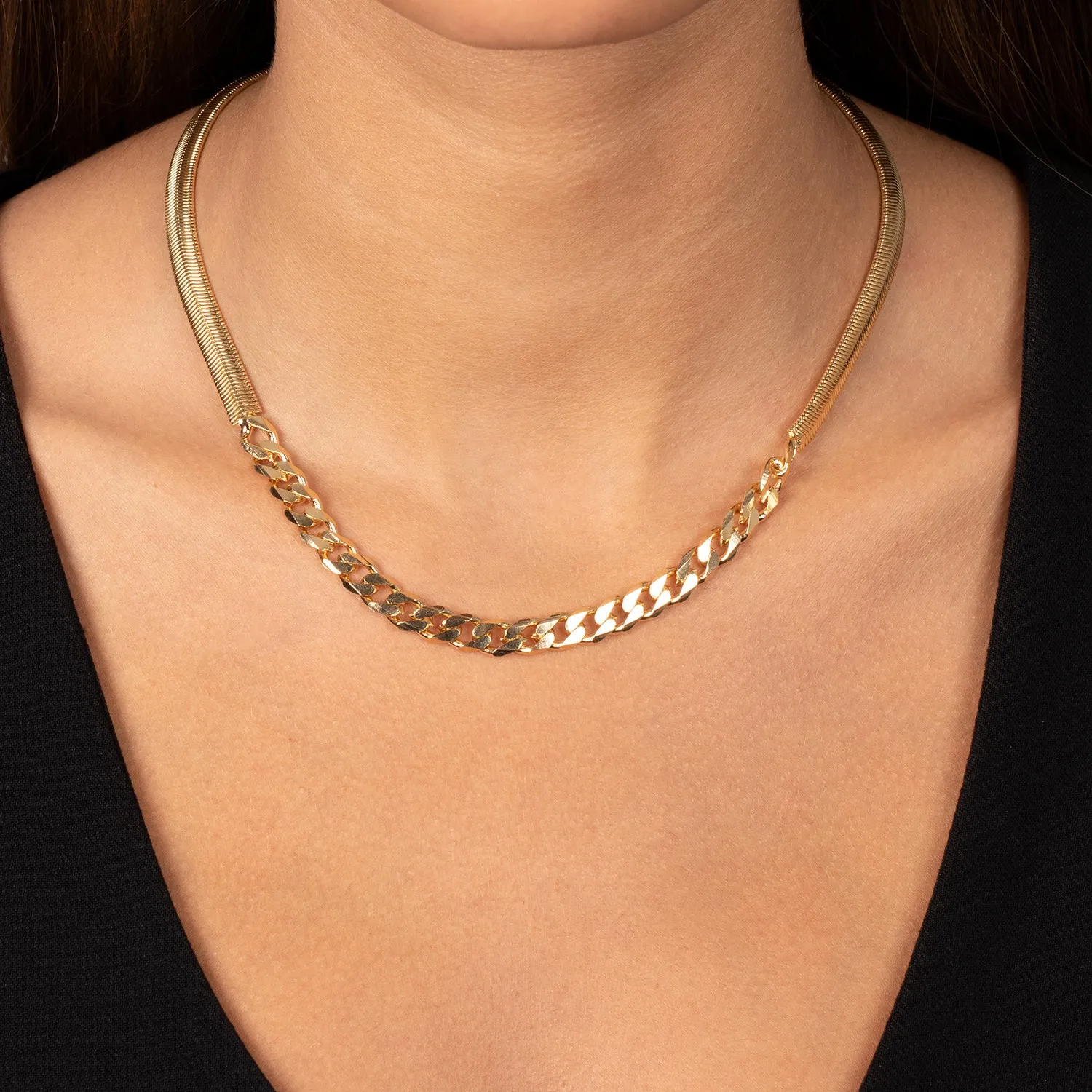 Chunky Vintage Snake X Cuban Chain Necklace
