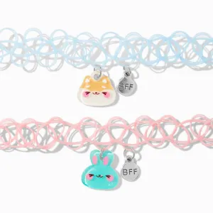 Claire's Best Friends Chunky Animals Pendant Tattoo Choker Necklaces - 2 Pack | Blue