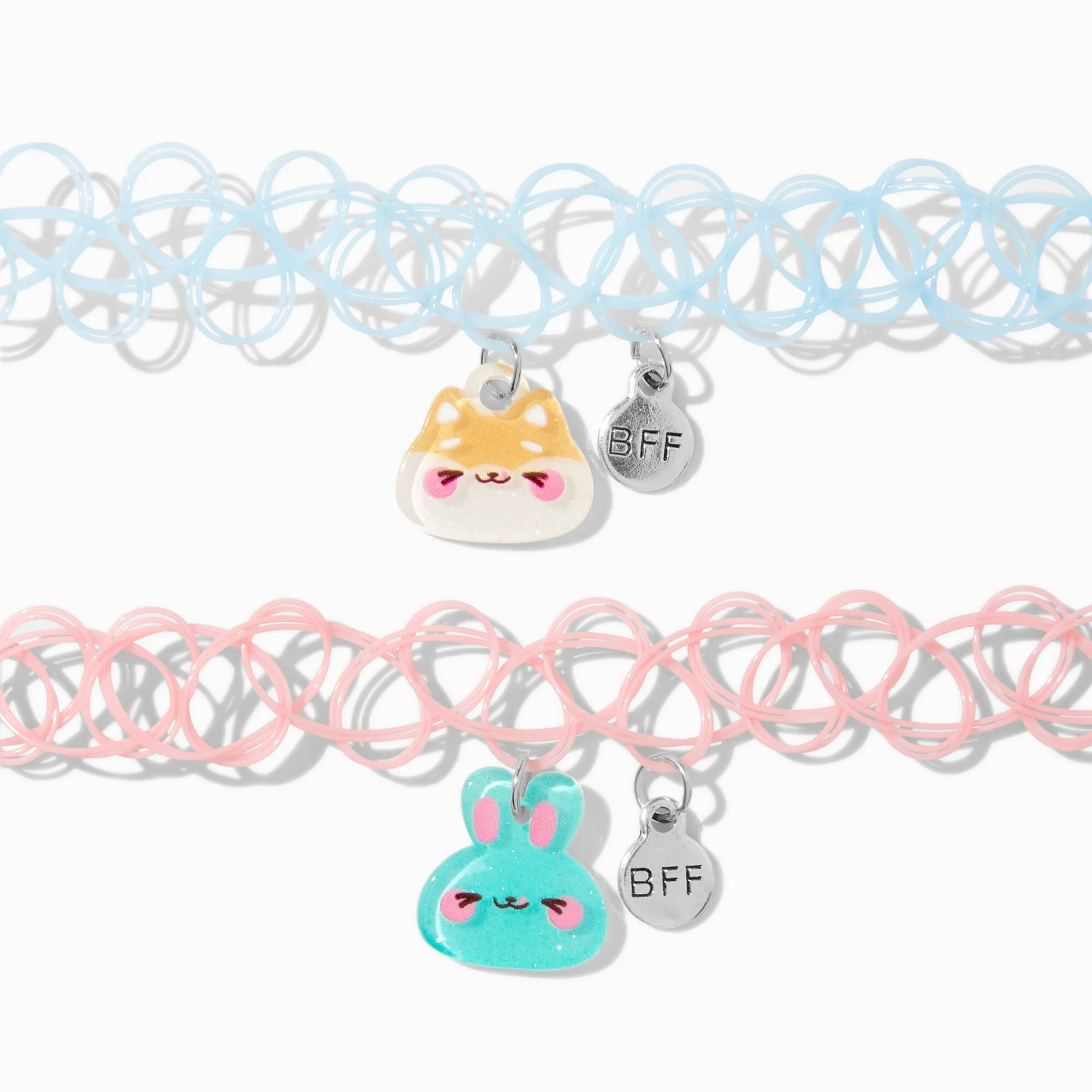Claire's Best Friends Chunky Animals Pendant Tattoo Choker Necklaces - 2 Pack | Blue
