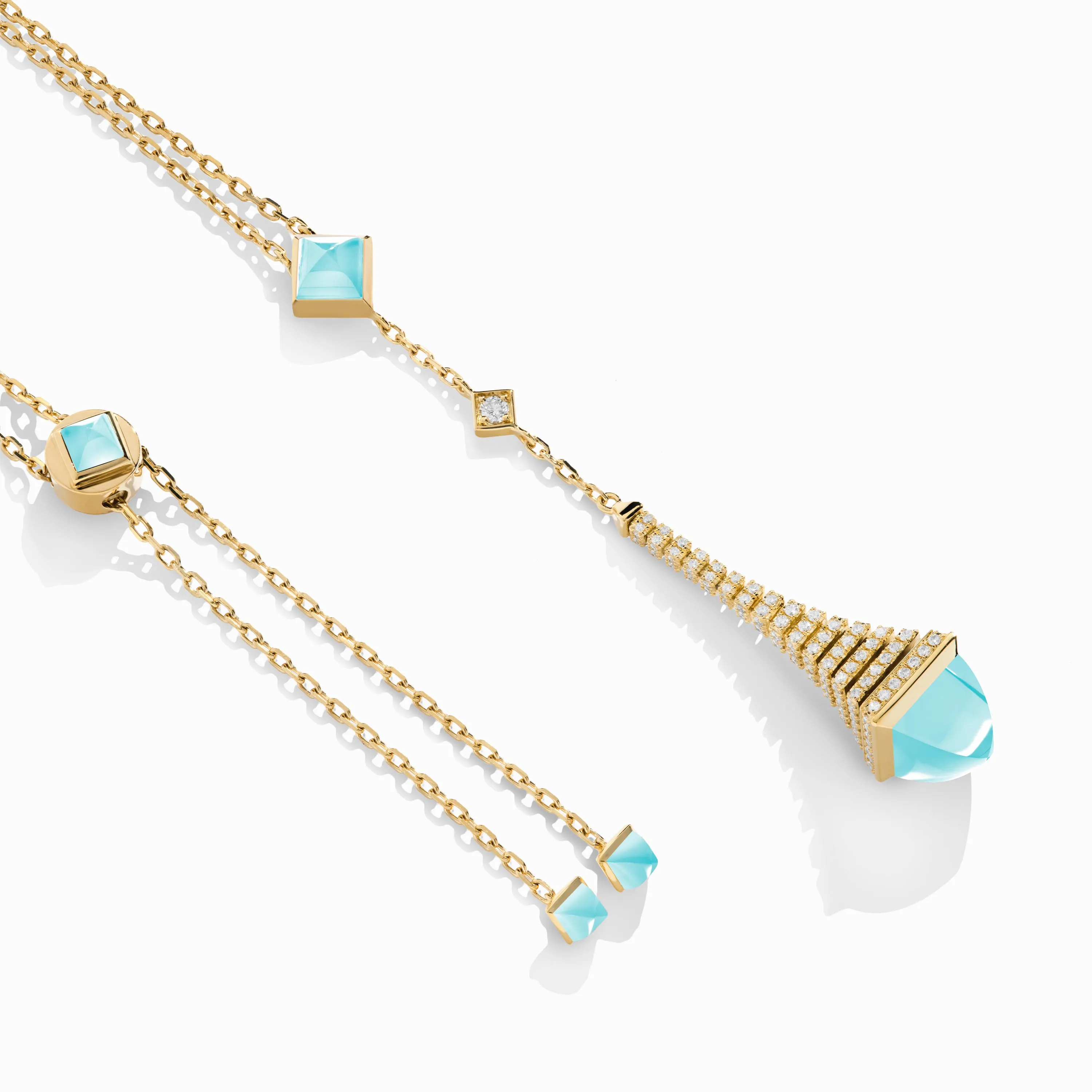 Cleo Rev Diamond Long Chain Drop Pendant Necklace