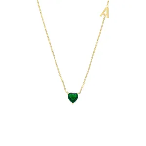 Colored Heart X Sideway Initial Necklace