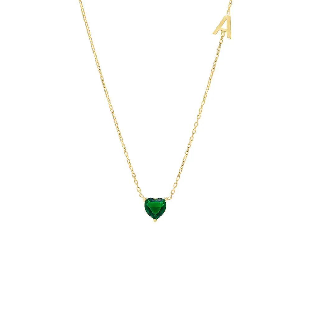 Colored Heart X Sideway Initial Necklace