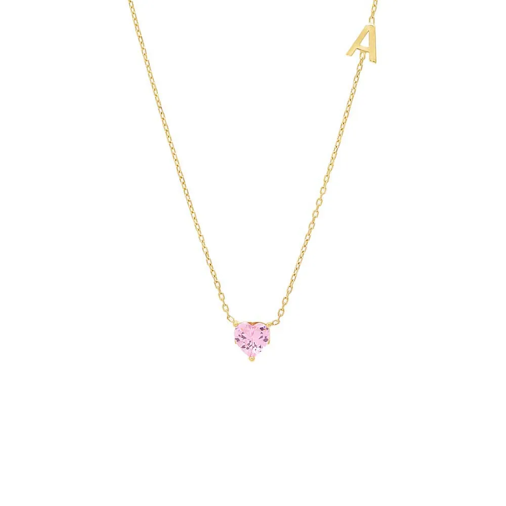 Colored Heart X Sideway Initial Necklace