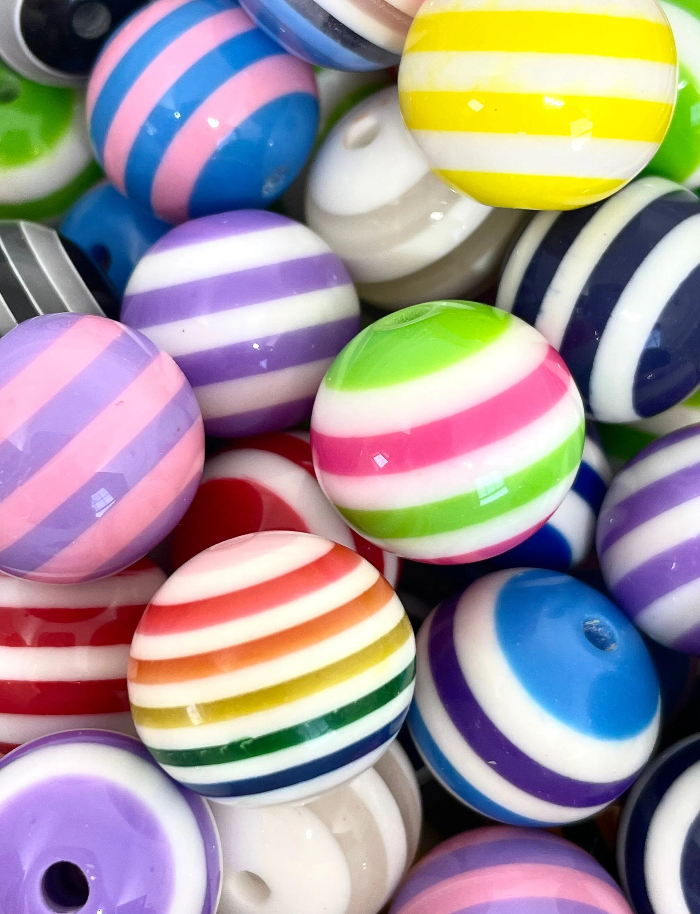 Colorful Striped Chunk Bead Mix for Jewelry Making, Large Gumball Beads for Chunky Necklace, Round Bead Mix, Large Beads, Gifts for Her