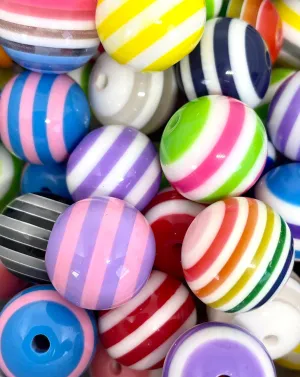 Colorful Striped Chunk Bead Mix for Jewelry Making, Large Gumball Beads for Chunky Necklace, Round Bead Mix, Large Beads, Gifts for Her
