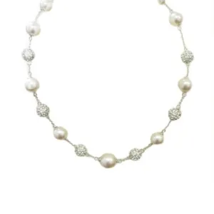 CREAM PEARL SHAMBALLA NECKLACE #91054P/NK (GH15)
