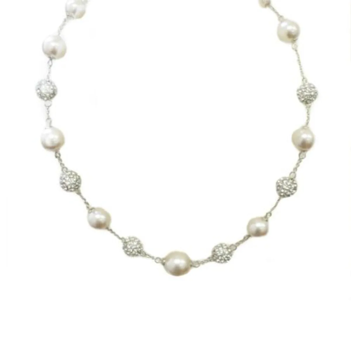 CREAM PEARL SHAMBALLA NECKLACE #91054P/NK (GH15)