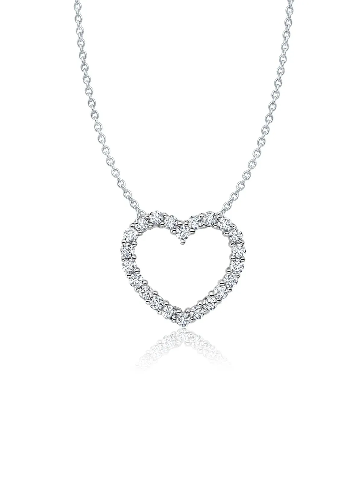 Crislu Pave Heart Necklace Finished in Pure Platinum
