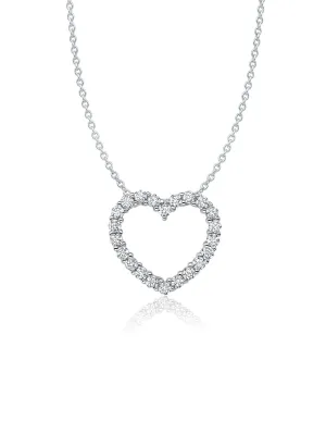 Crislu Pave Heart Necklace Finished in Pure Platinum