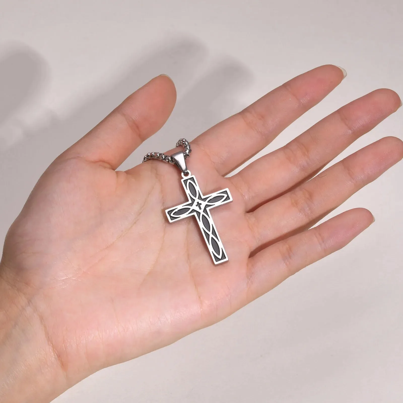 Cross Celtic Knot Necklaces for Men Boys,Rock Punk Staninless steel Collar