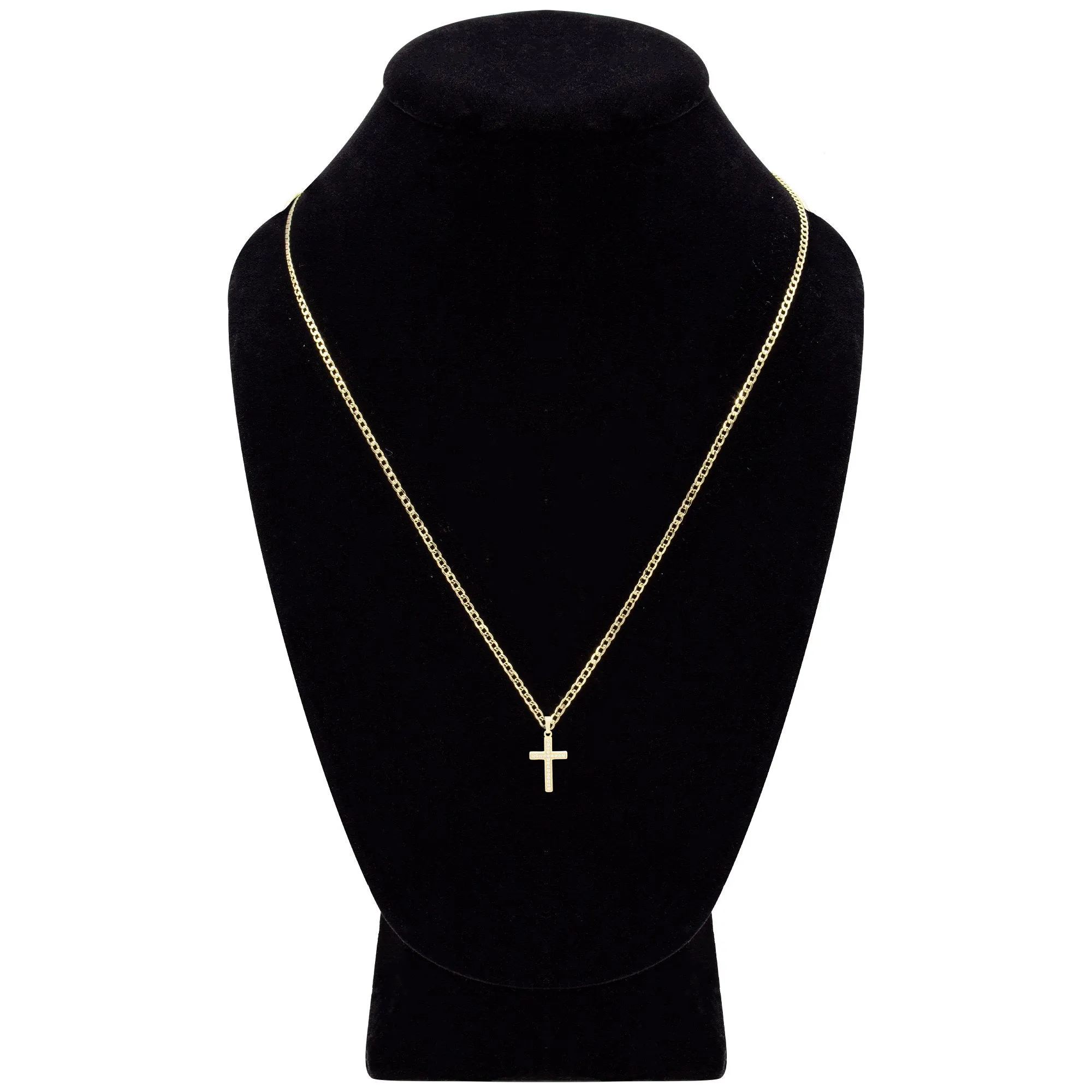 Cross Cubic Zirconia Pendant With Necklace Set 14K Gold Filled