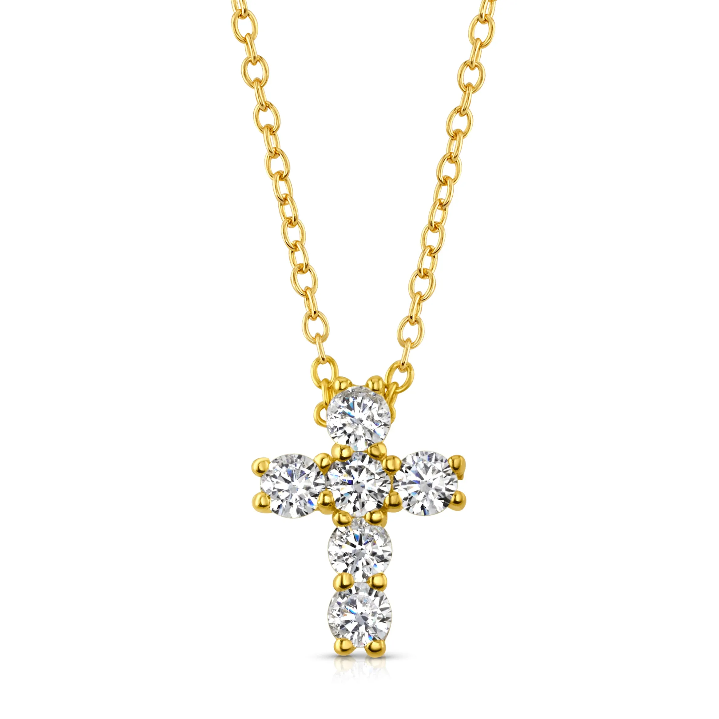 CROSS CZ NECKLACE, GOLD