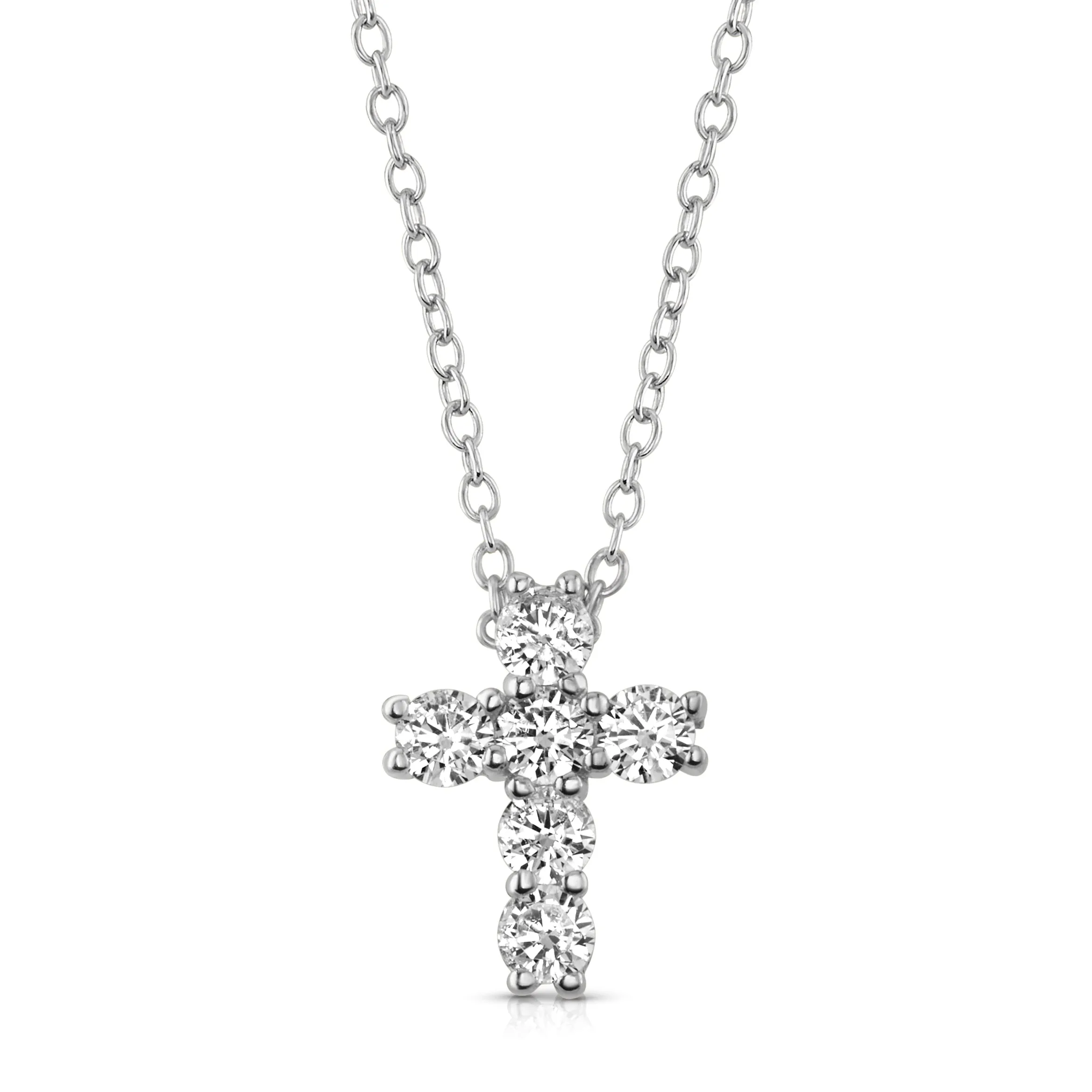 CROSS CZ NECKLACE, SILVER
