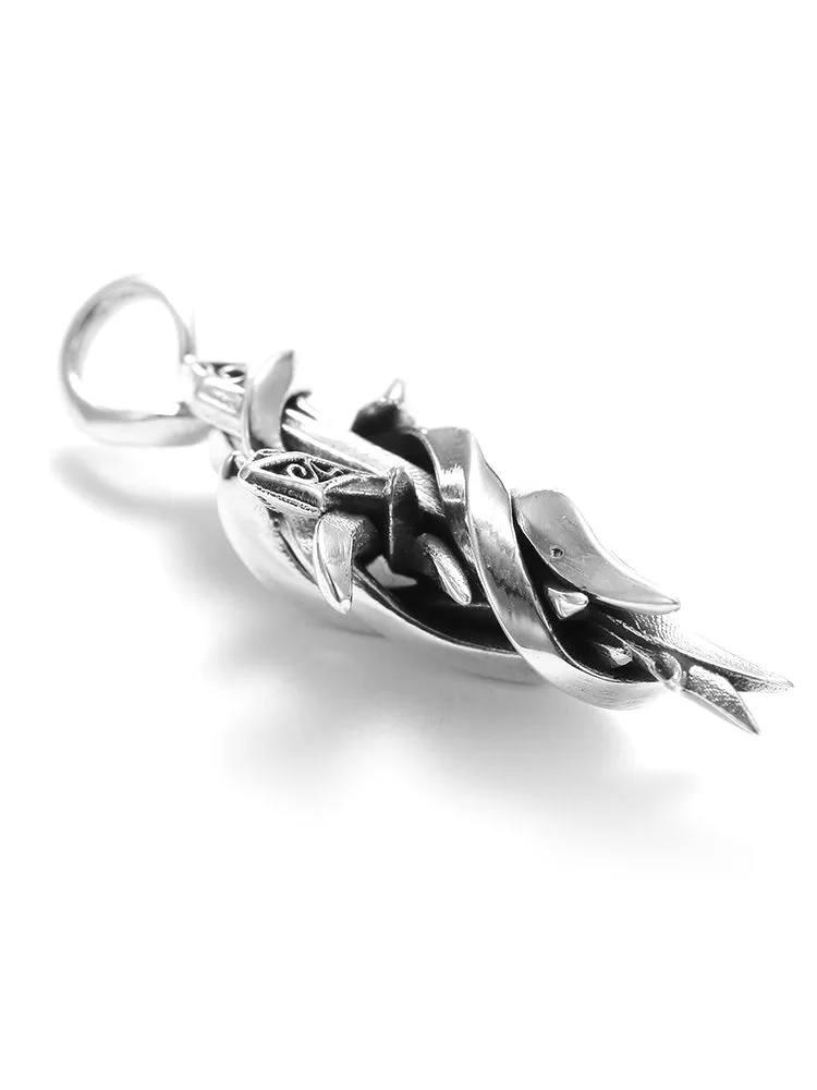 Cross Flower Vine Winding Pendant Male Hip Hop Necklace