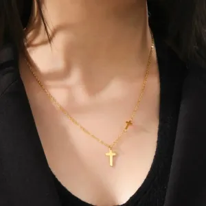 Cross Necklace | Double Cross Pendant | Dainty Necklace | Gift for Her