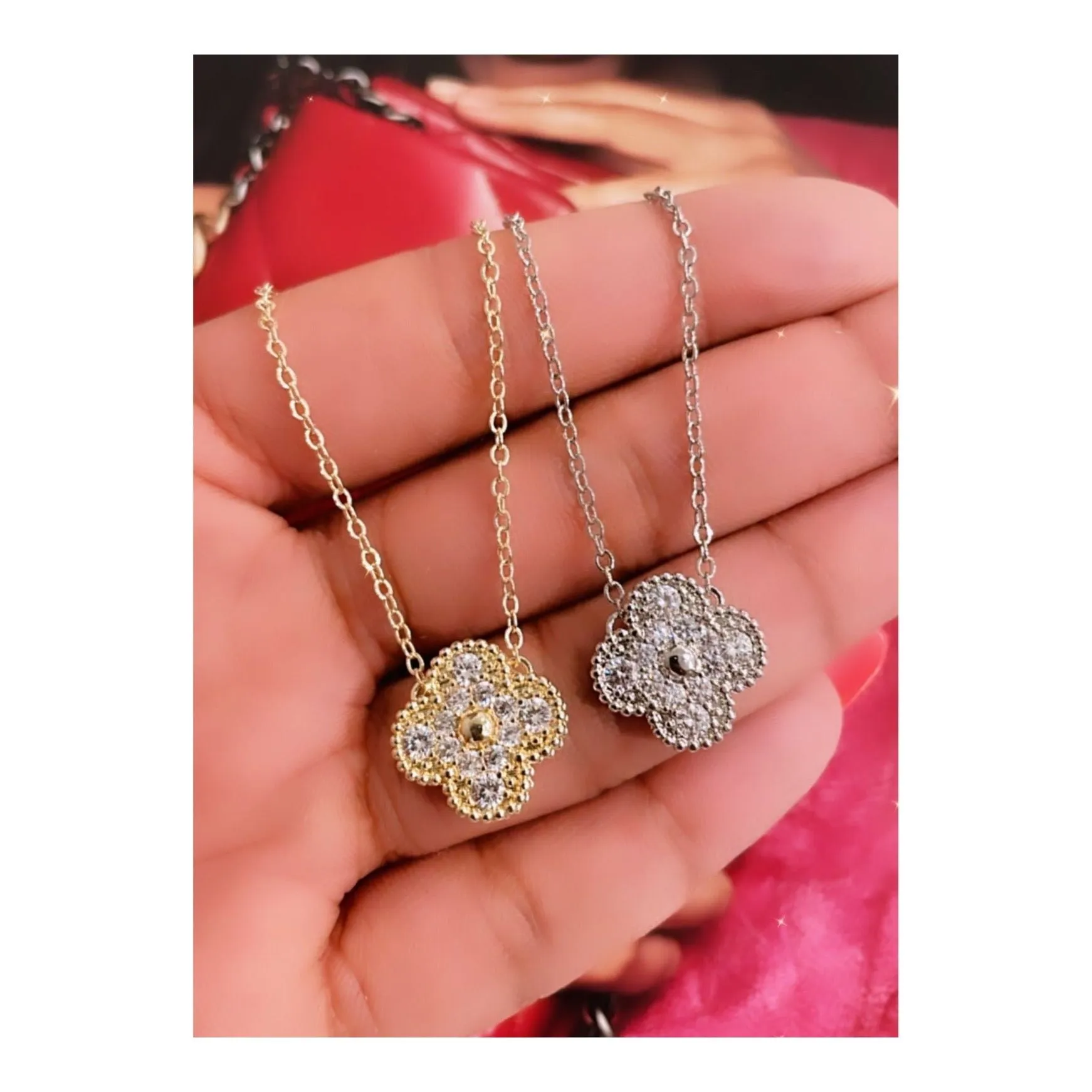 Crystal Clover Necklaces ( Gold & Silver)