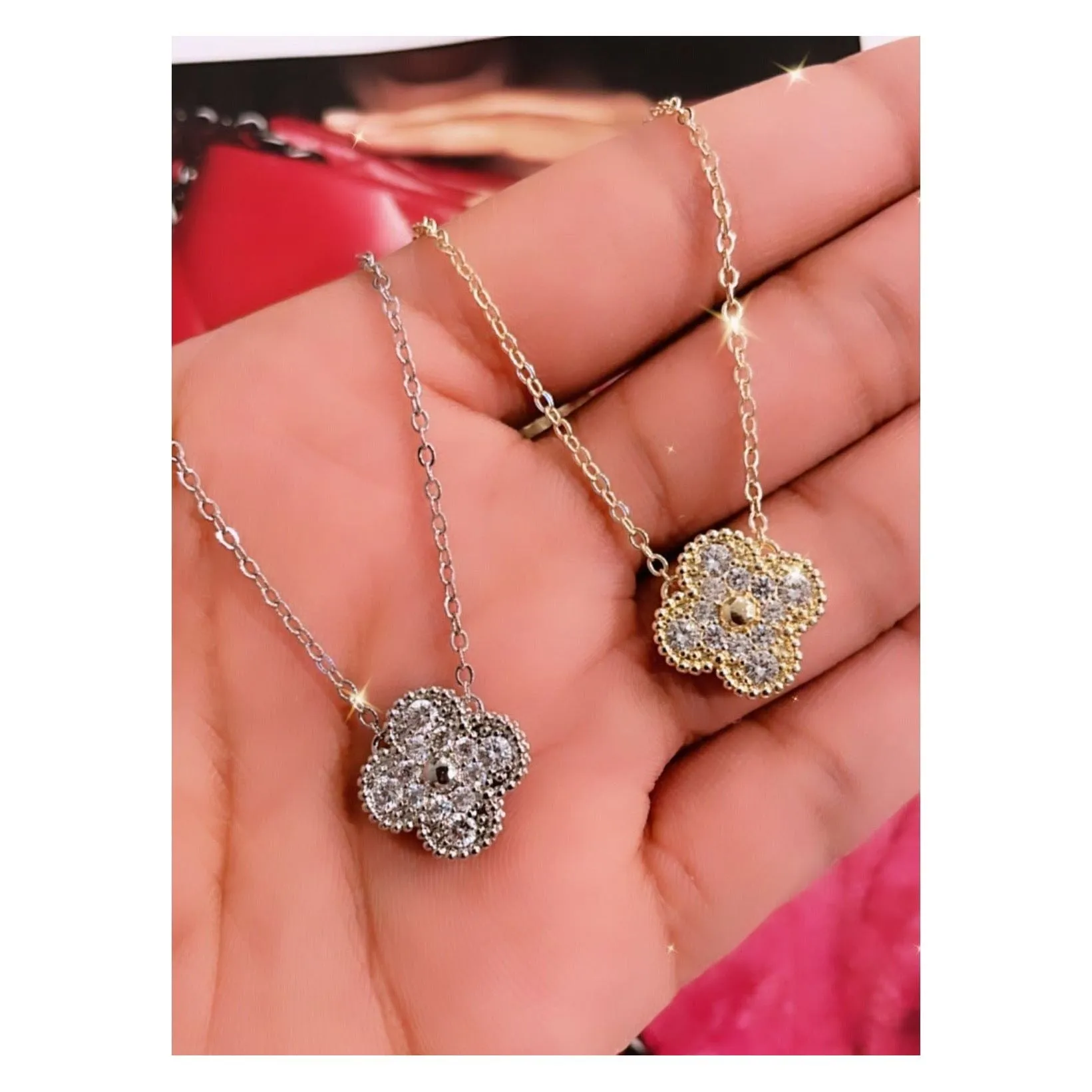 Crystal Clover Necklaces ( Gold & Silver)