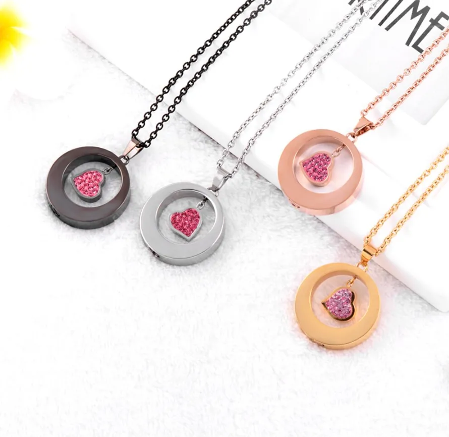Crystal Pink Heart Cremation Necklace