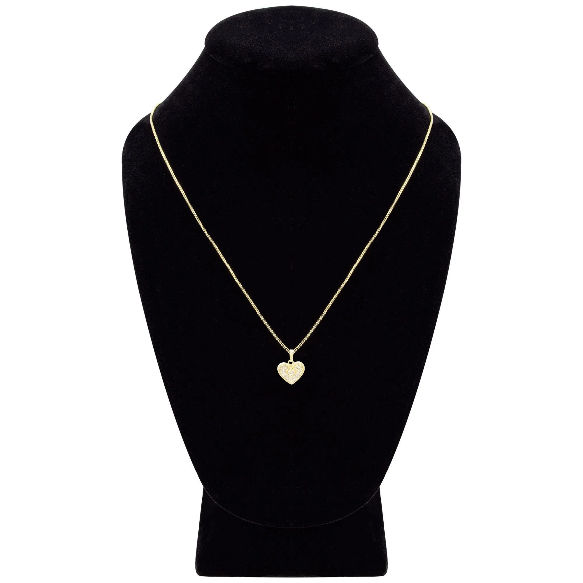 Cubic Zirconia 14K Gold Filled Binary Heart Pendant Necklace Set