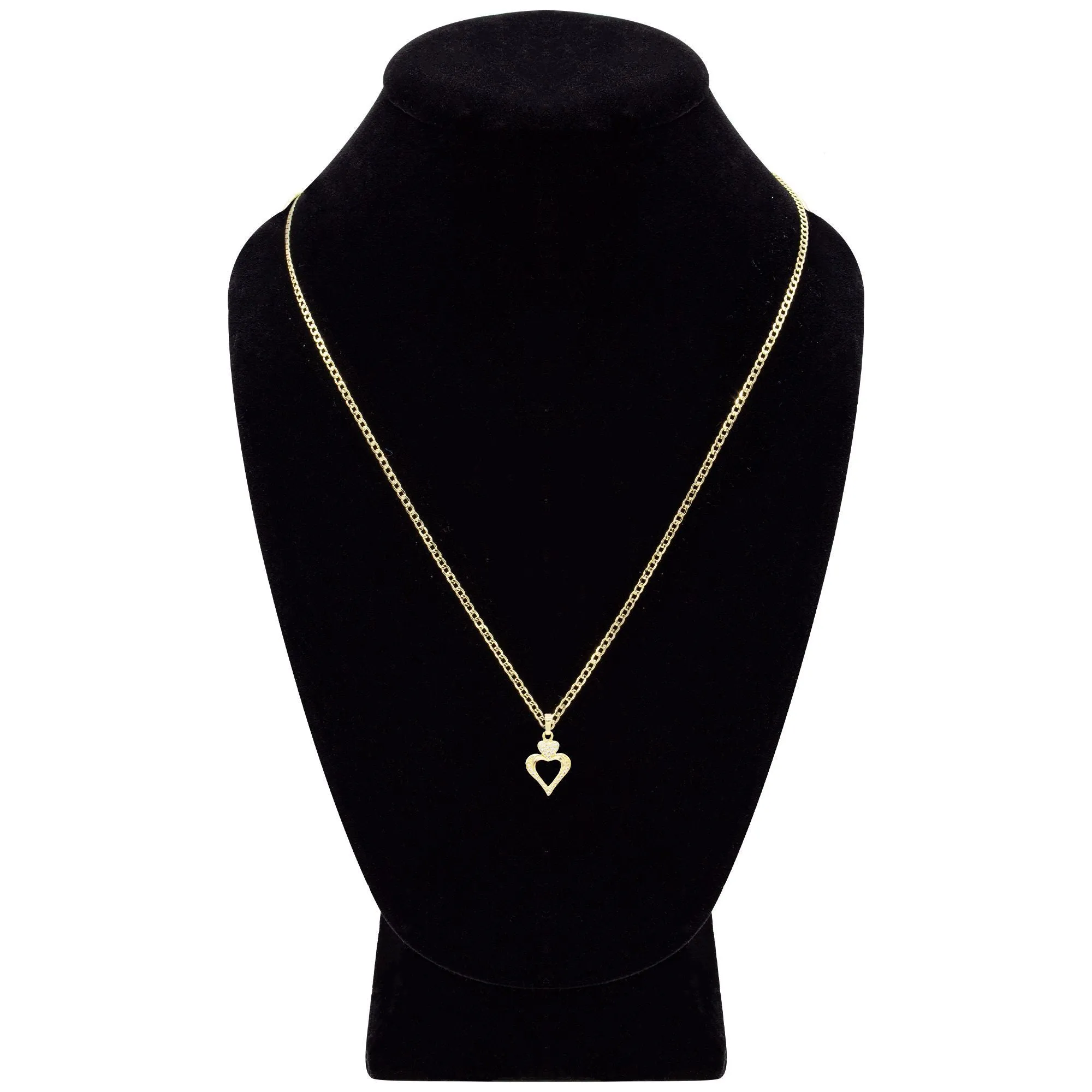 Cubic Zirconia 14K Gold Filled Two Hearts Pendant Necklace Set