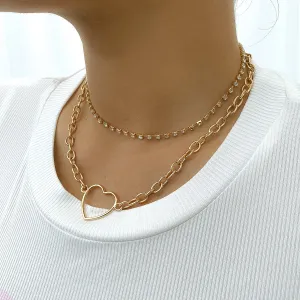 Cubic Zirconia & 18K Gold-Plated Heart Pendant Necklace Set