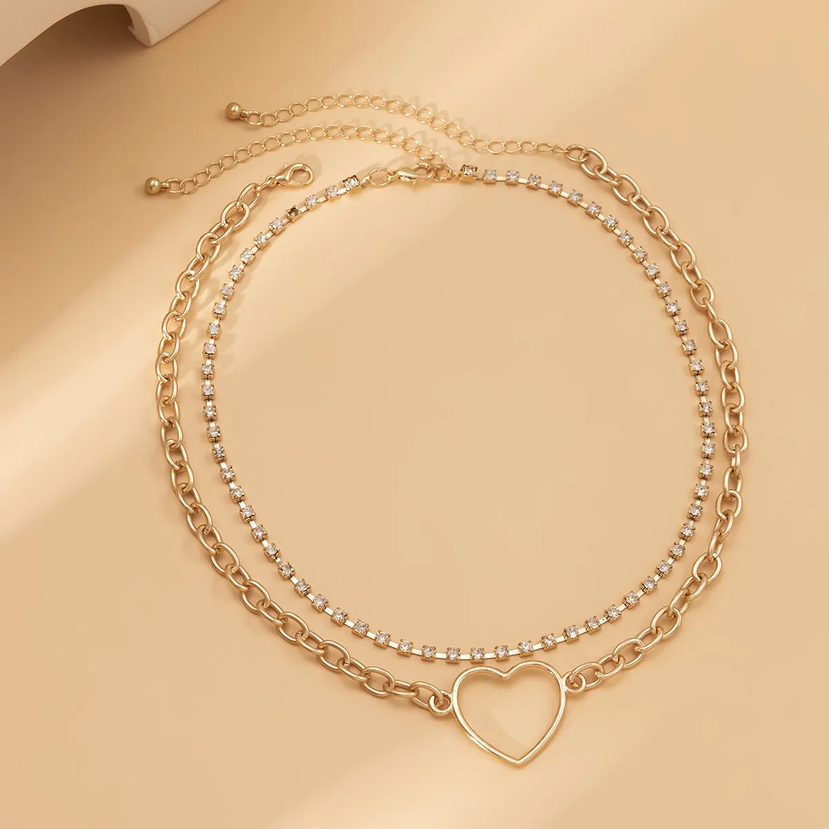Cubic Zirconia & 18K Gold-Plated Heart Pendant Necklace Set
