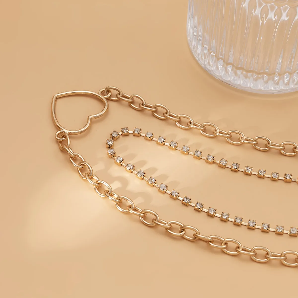 Cubic Zirconia & 18K Gold-Plated Heart Pendant Necklace Set