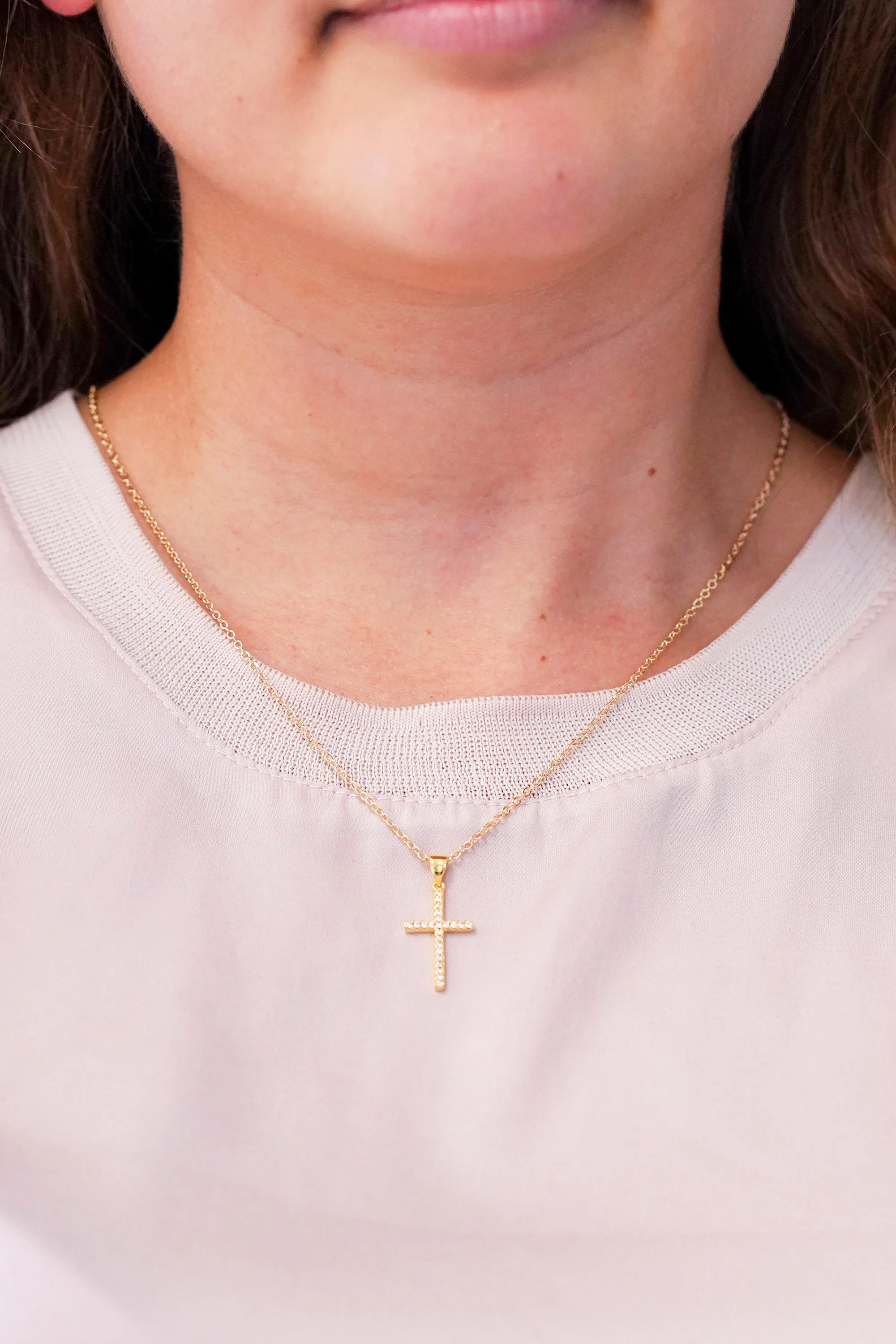 Cubic Zirconia Cross Necklace