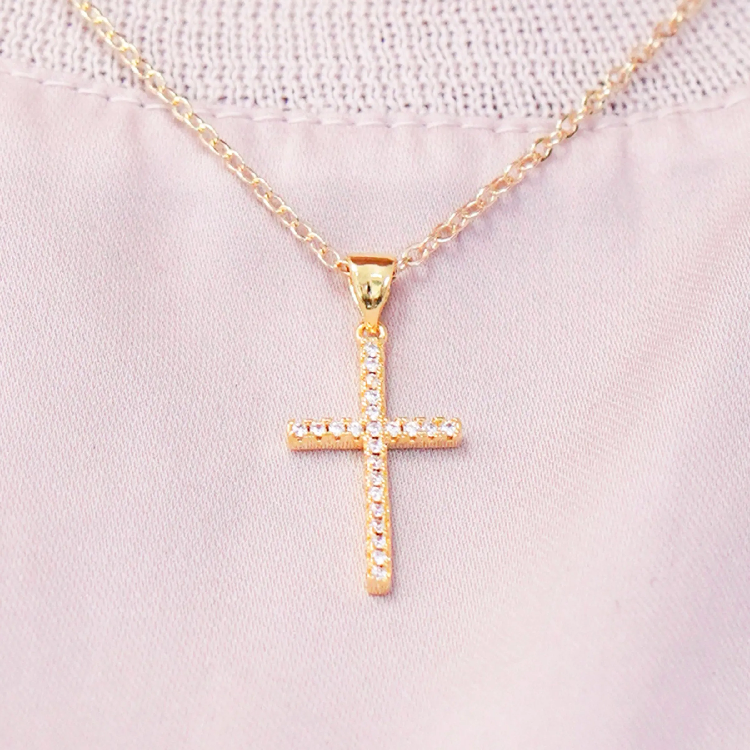Cubic Zirconia Cross Necklace