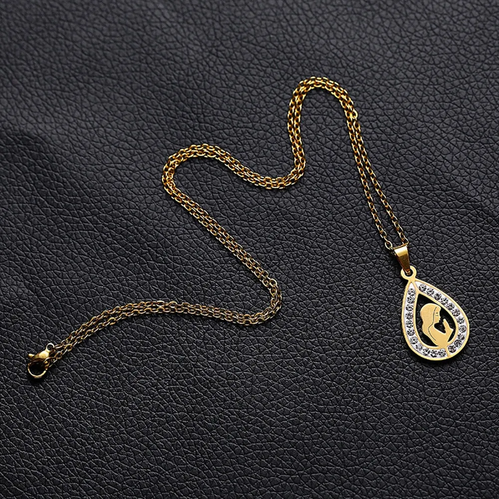 Cubic Zirconia Drop Pendant Necklace