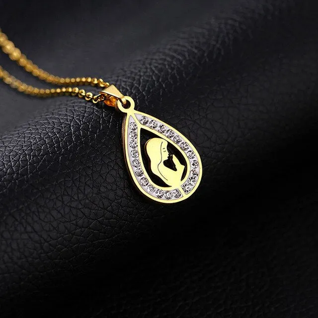 Cubic Zirconia Drop Pendant Necklace