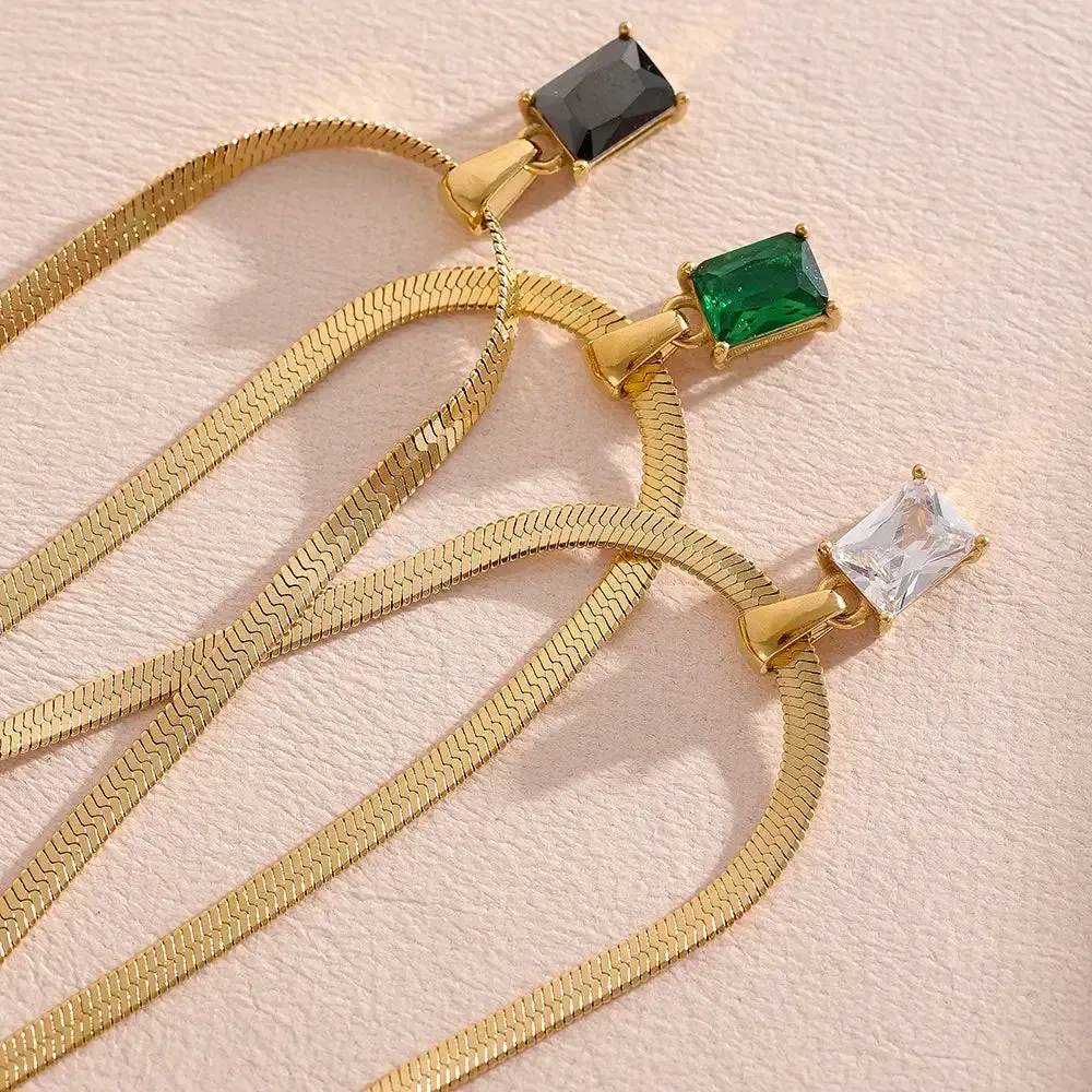 Cubic Zirconia Drop Snake Chain