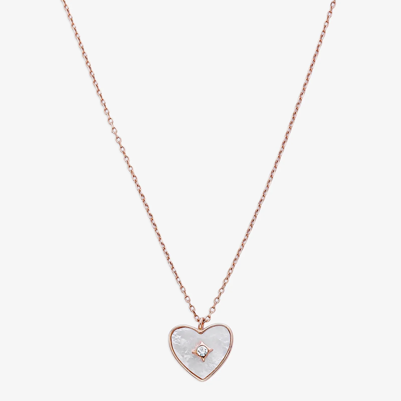 Cubic Zirconia Heart Pendant Necklace for Women – 925 Sterling Silver Rose Gold Plated