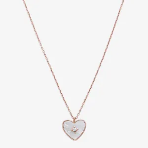 Cubic Zirconia Heart Pendant Necklace for Women – 925 Sterling Silver Rose Gold Plated